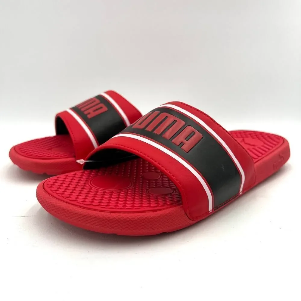 PUMA Unisex Cool Cat Slide Sandal High Risk Red Black White Size 4
